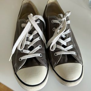 Converse all star cropped low sneakers. Size 9 women. Olive color